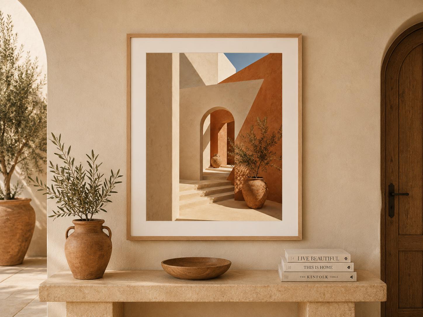 Affiche Escalier méditerranéen — Soleil par Korvia Studio