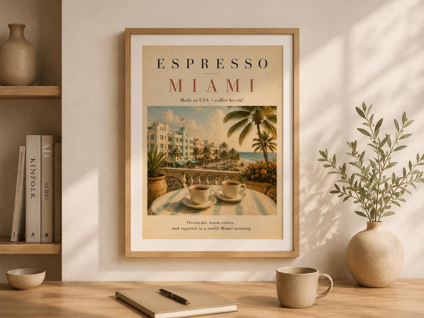Affiche Espresso Miami par Korvia Studio