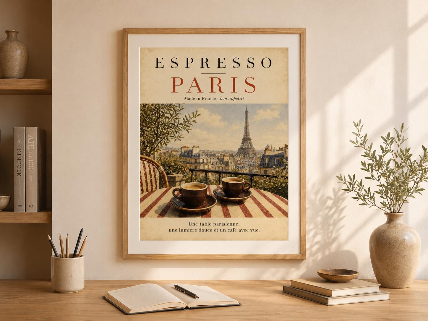 Affiche Espresso Paris par Korvia Studio